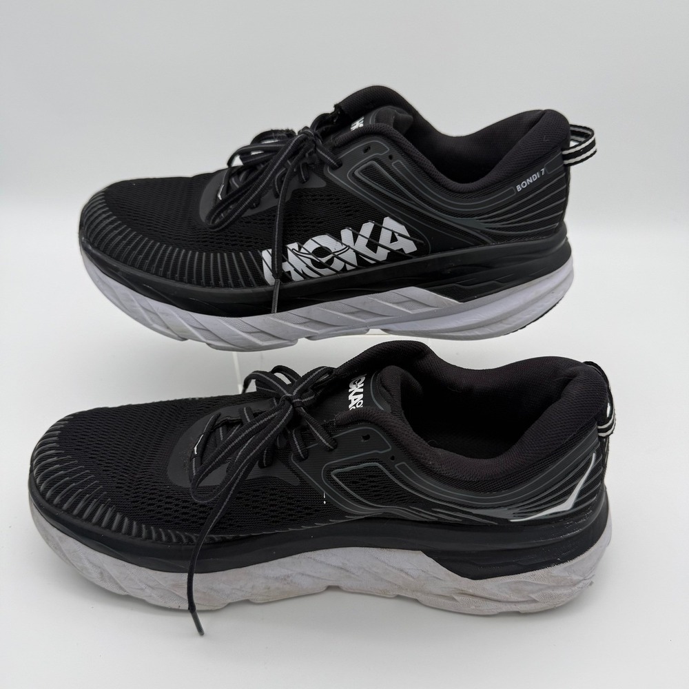 HOKA Bondi 7 Men's Size 11 Black White Running Shoes 1110518-BWHT Athletic Shoes